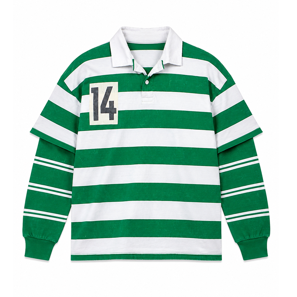 MNML Striped Layered L/S Polo Shirt