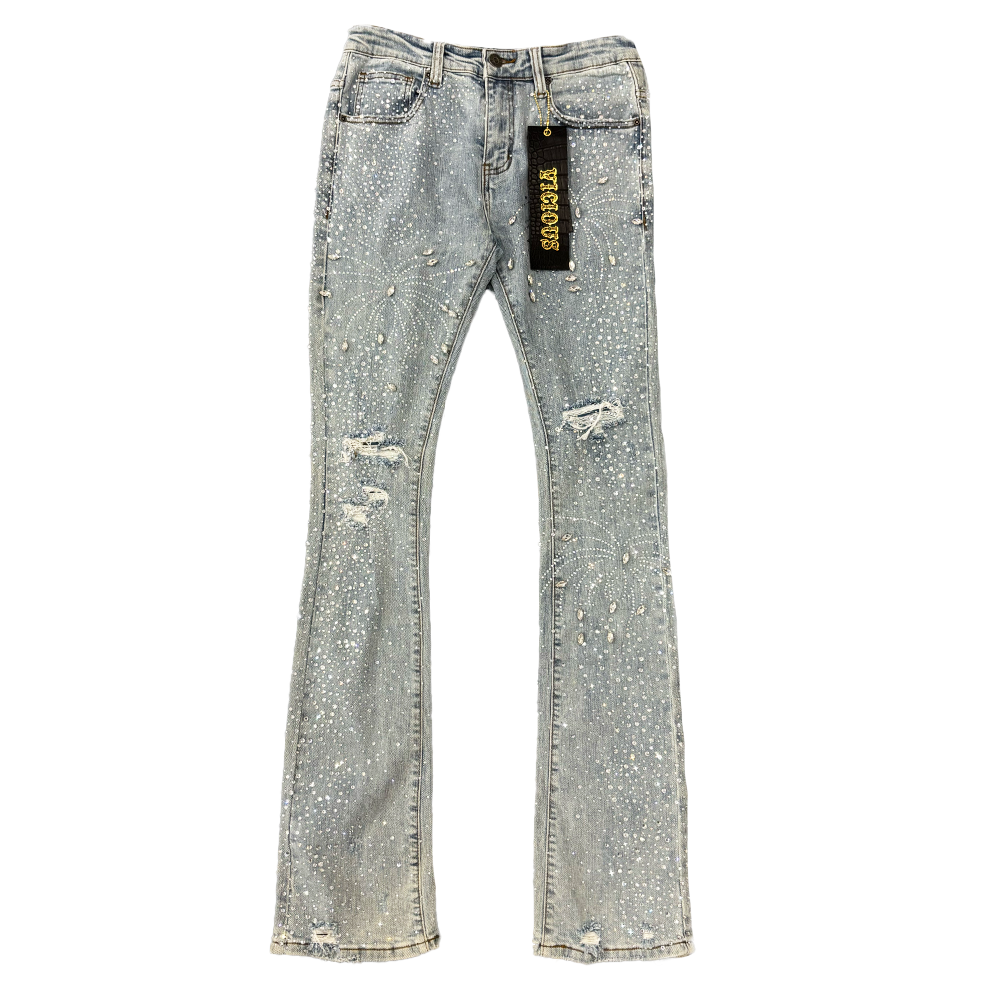 Denim Place Vicious Embellished Rhinestone Stack Demin