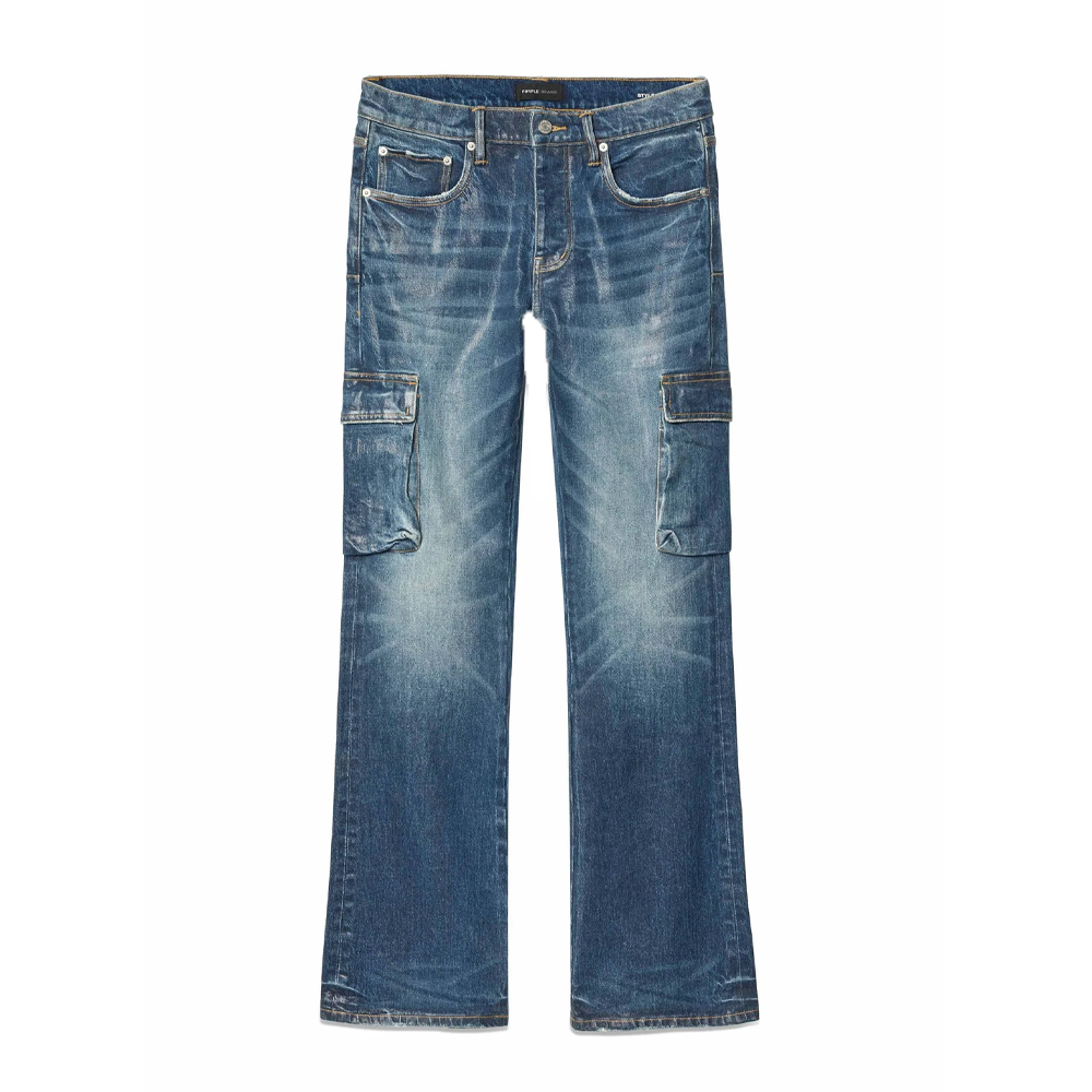 PURPLE BRAND FLARED CARGO DARK INDIGO PANT