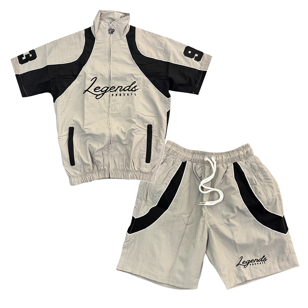 Legends Prevail Crinkle Short Set Grey