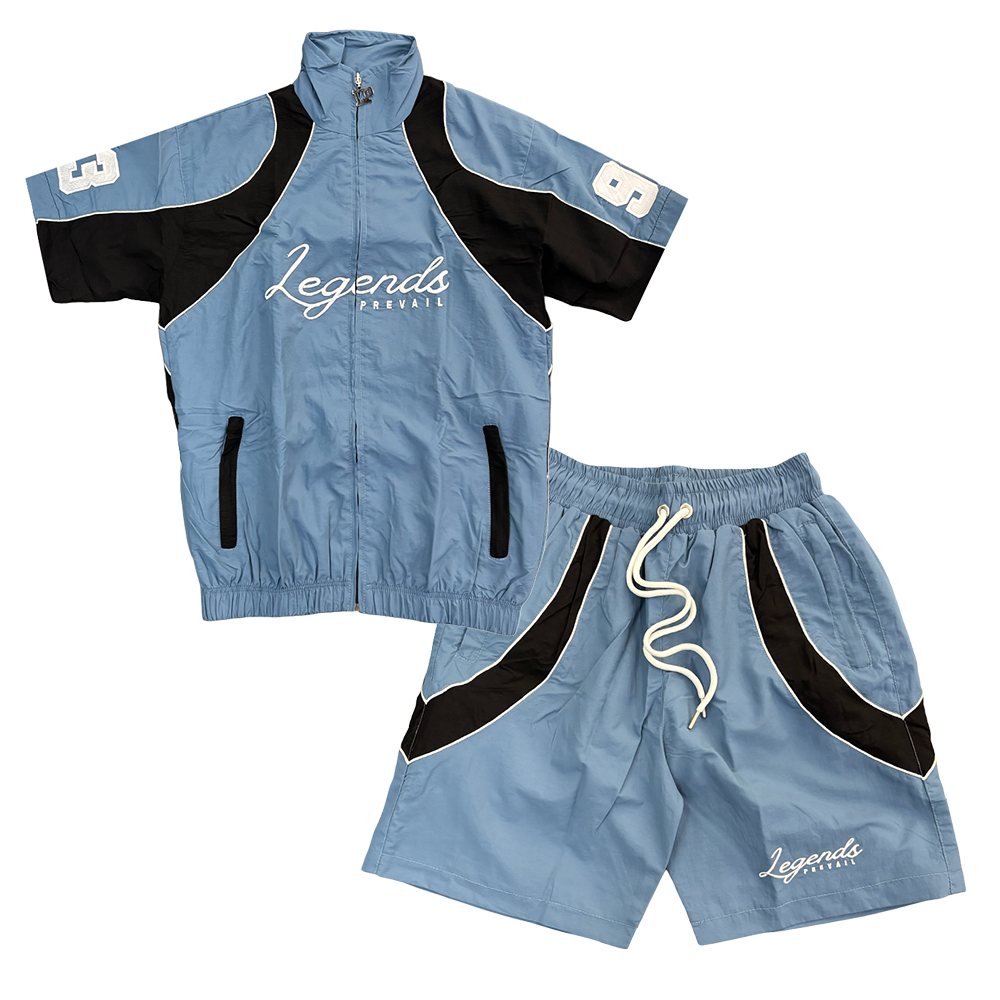 Legends Prevail Crinkle Short Set Blue Black