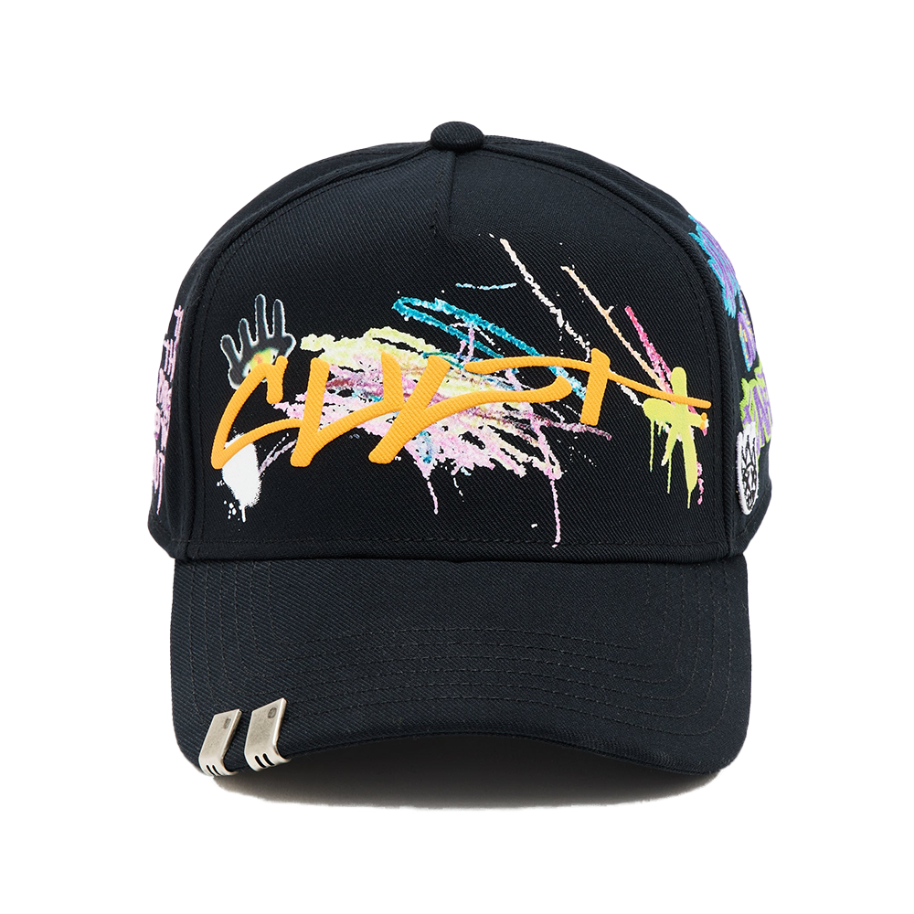 Cult's Logo Mesh Back Trucker Hat "Cult Graffiti" in Black