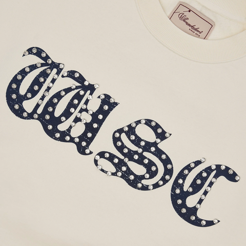 WSC RHINESTONE BONE CREWNECK