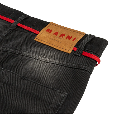 Marni Black Bleached Bull Denim Flared Trousers