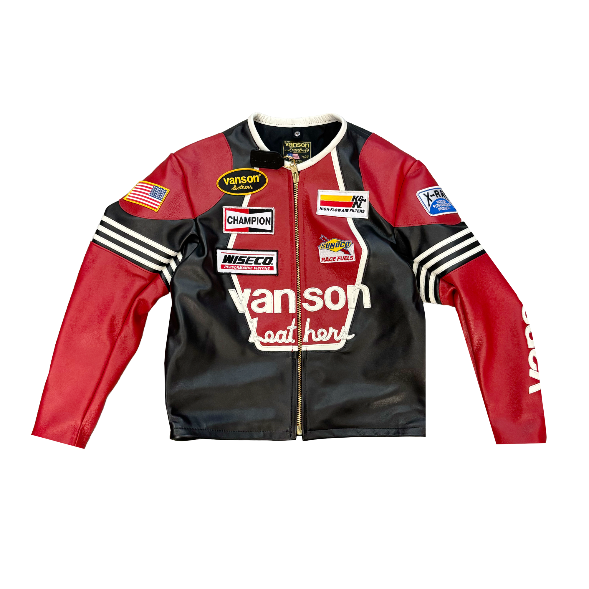Vanson Leather Motorcycle Jacket Black/Red